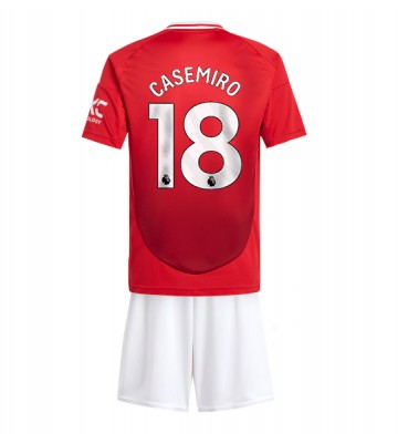 Manchester United Casemiro #18 Hemmakläder Barn 2024-25 Kortärmad (+ Korta byxor)